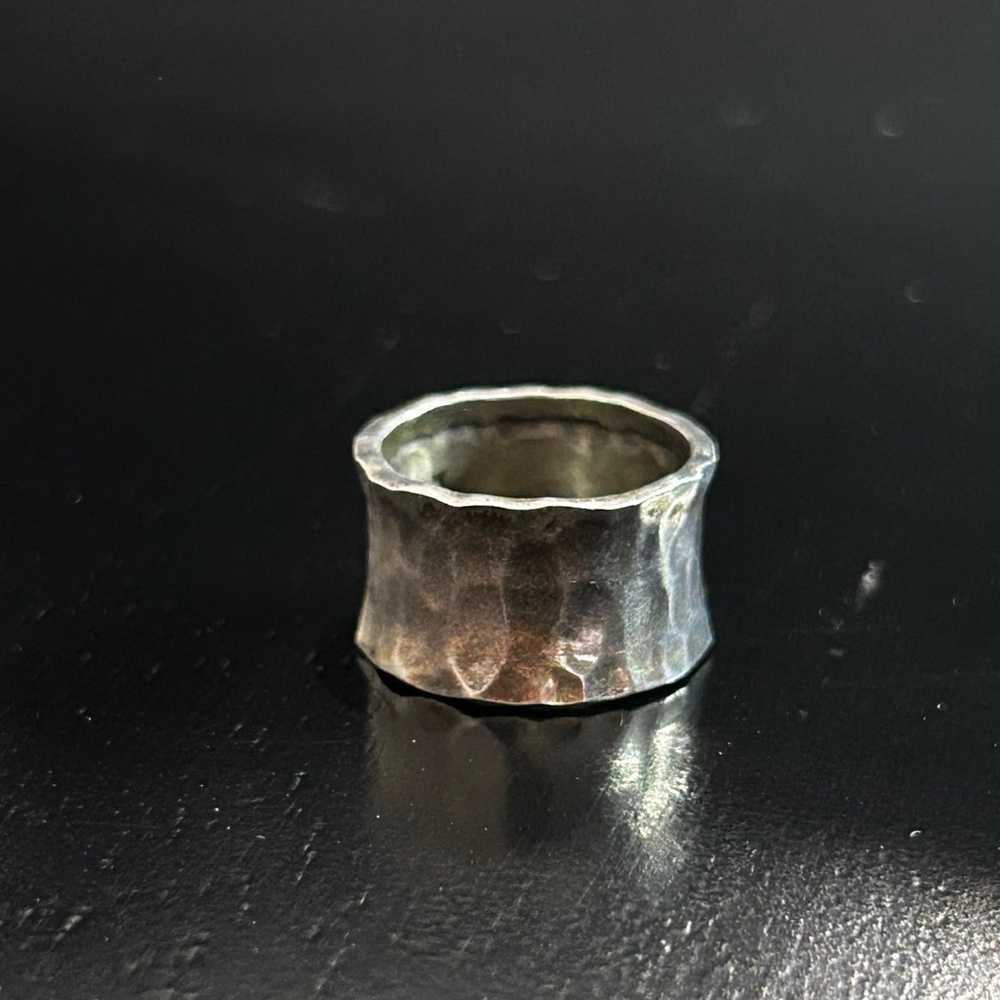 Ring Hammered Band Vintage MWS Silver Mark Wasser… - image 2