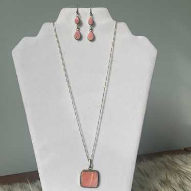 Native American Pink Coral Sterling Silver Necklac