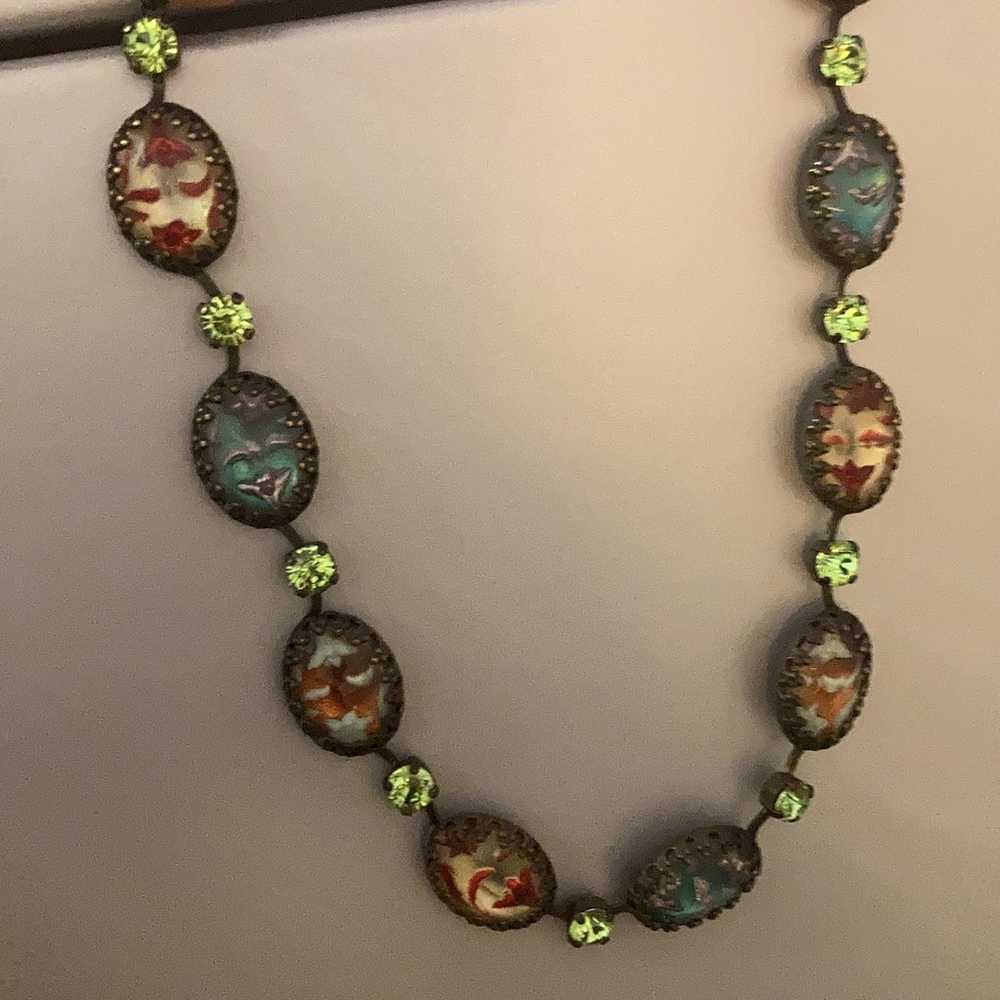 Vintage antique glass Necklace boutique Konplott … - image 4