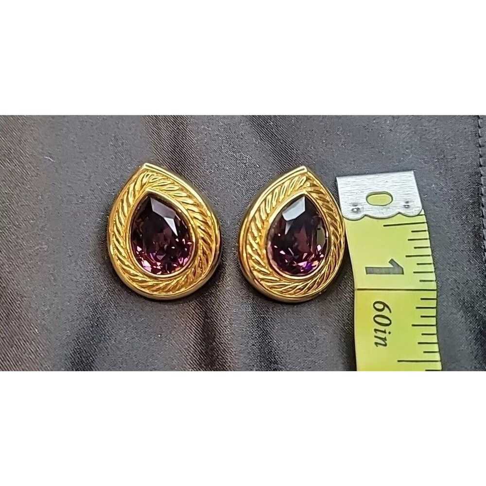 VINTAGE SWAROVSKI PEAR-SHAPED AMETHYST GOLD TONE … - image 5