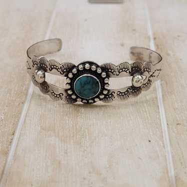 Native American Sterling & Turquoise Cuff Bracelet