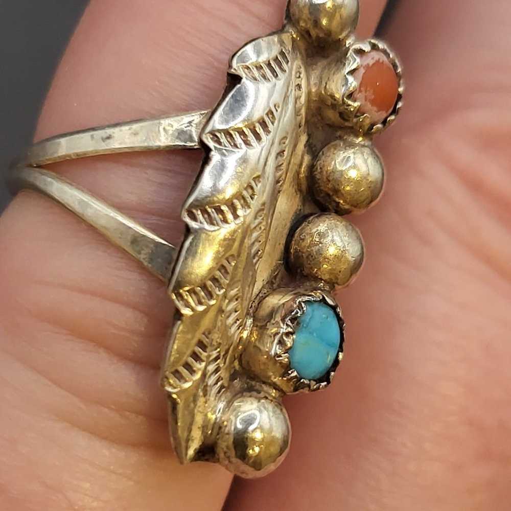 BEAUTIFUL VINTAGE STERLING SILVER TURQUOISE CORAL… - image 10