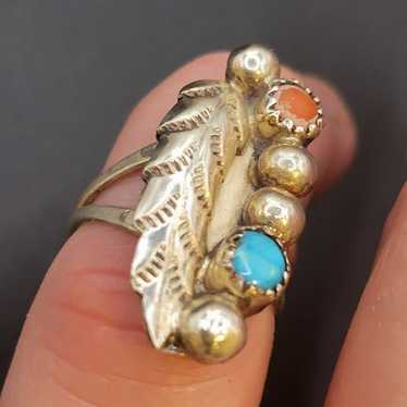 BEAUTIFUL VINTAGE STERLING SILVER TURQUOISE CORAL… - image 1