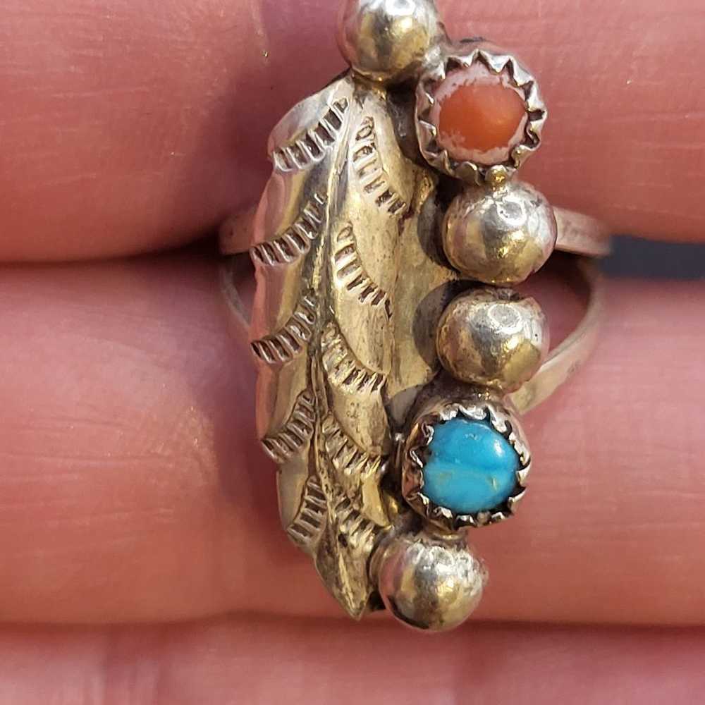 BEAUTIFUL VINTAGE STERLING SILVER TURQUOISE CORAL… - image 6