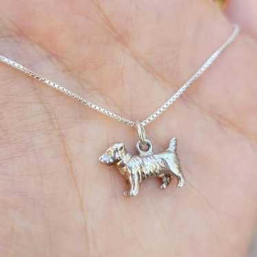 Vintage Antique Solid 925 Sterling Silver Dog Nec… - image 1