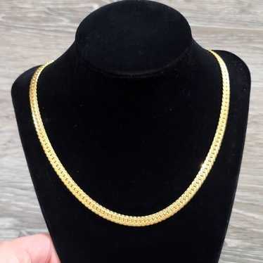 Vintage Napier Herringbone Gold Necklace 18 inches - image 1