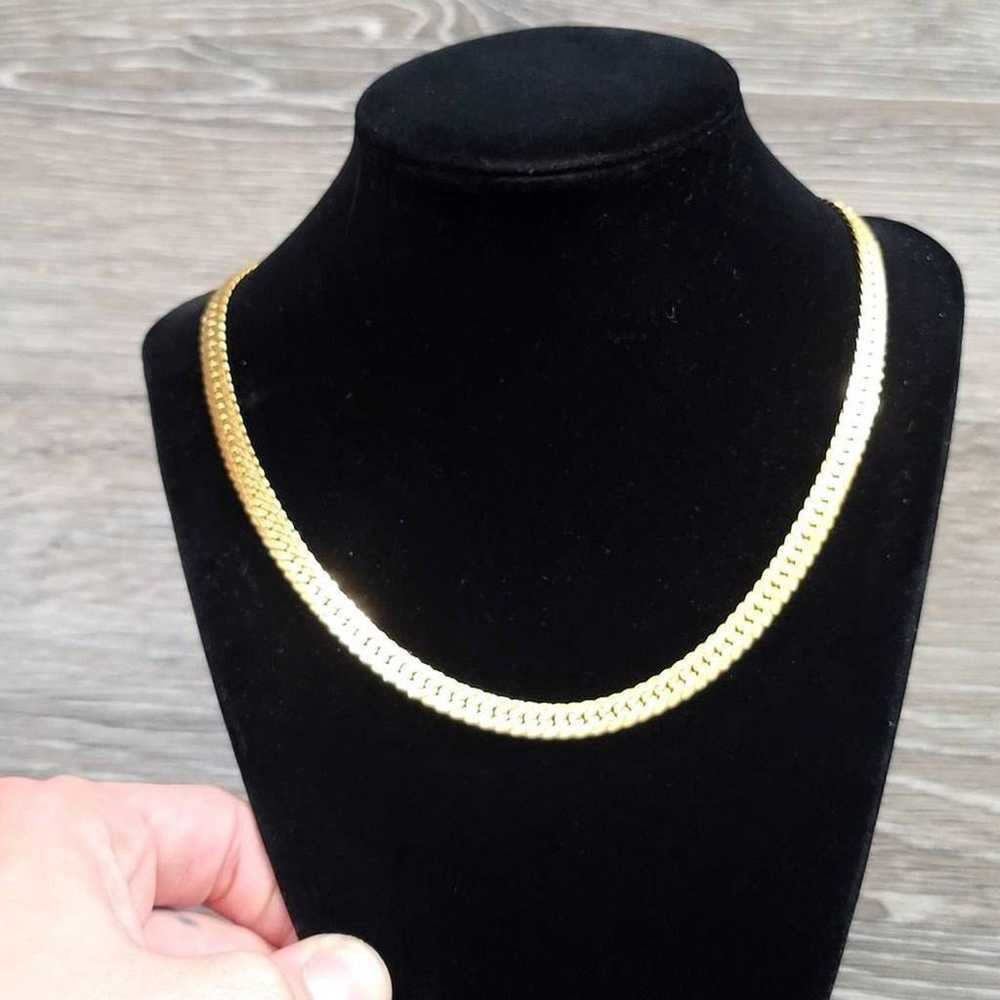 Vintage Napier Herringbone Gold Necklace 18 inches - image 2