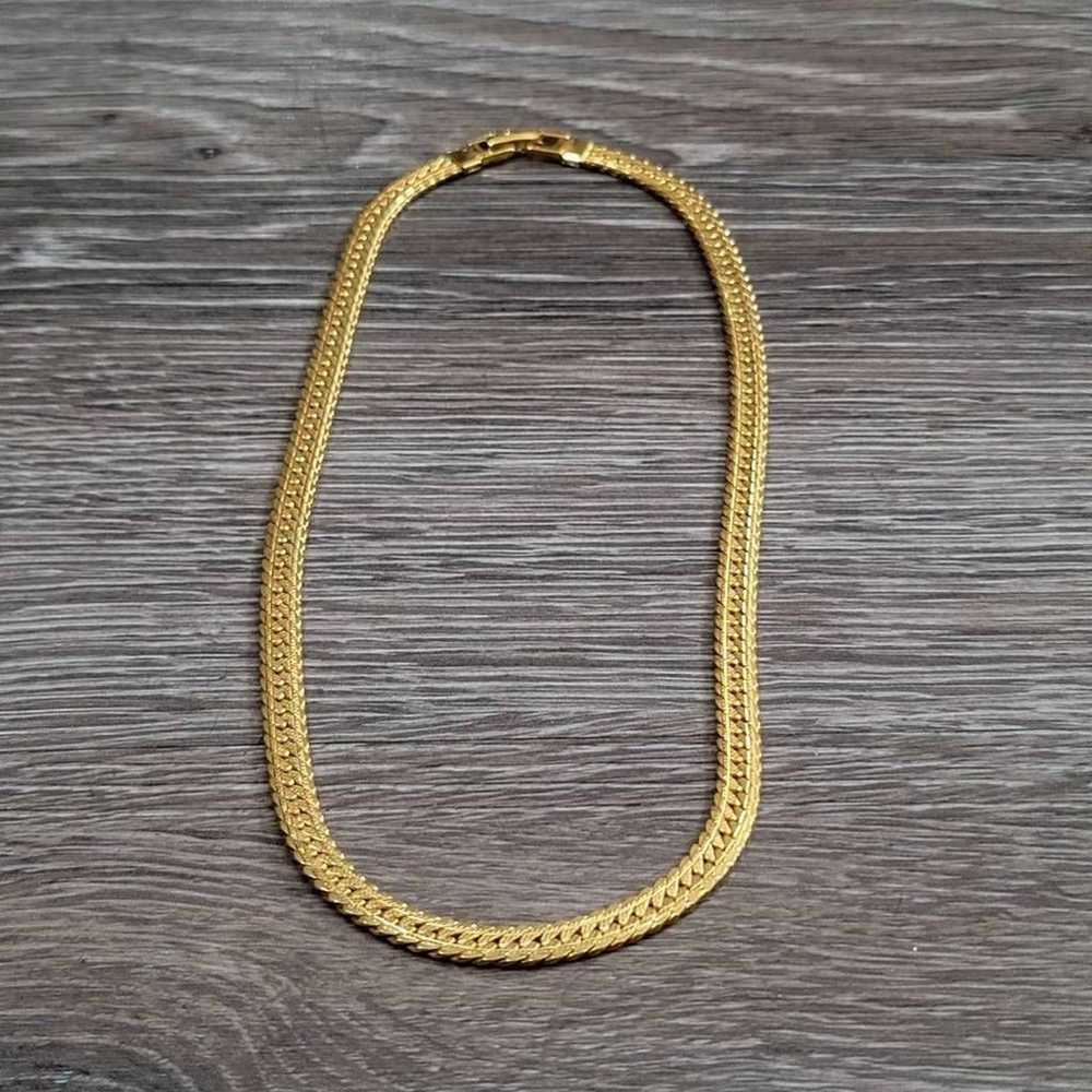 Vintage Napier Herringbone Gold Necklace 18 inches - image 3