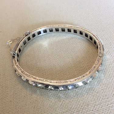 Vintage Sterling Silver And Glass Bangle - image 1