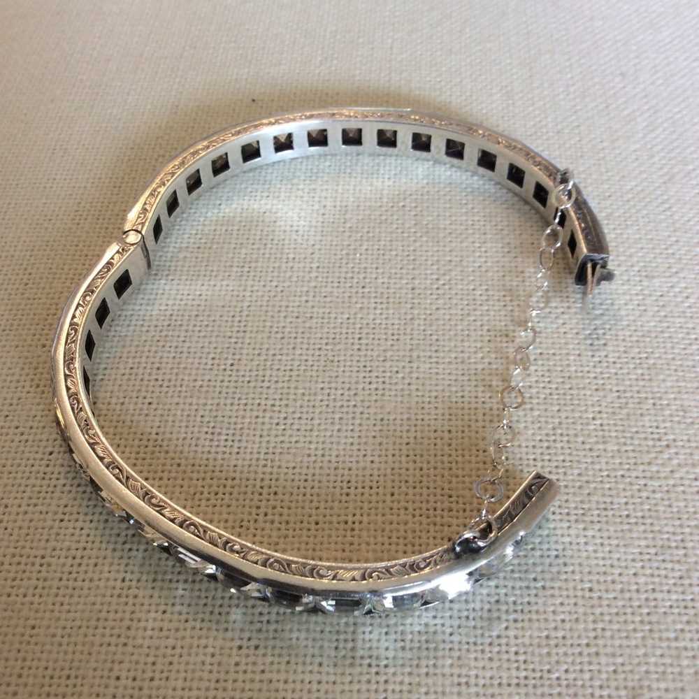 Vintage Sterling Silver And Glass Bangle - image 2