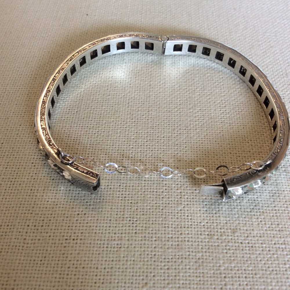 Vintage Sterling Silver And Glass Bangle - image 3