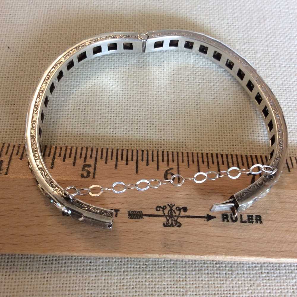 Vintage Sterling Silver And Glass Bangle - image 8