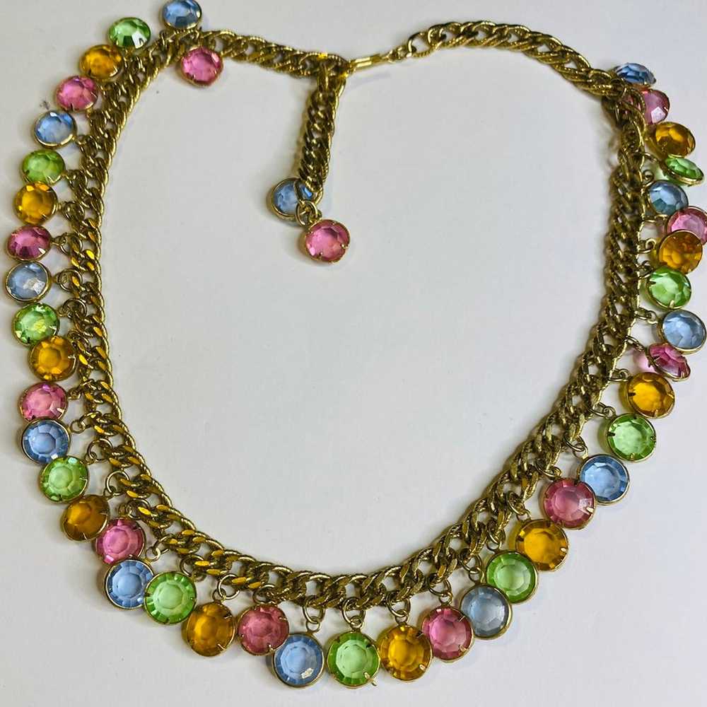 Vintage bezel set Austrian necklace - image 1