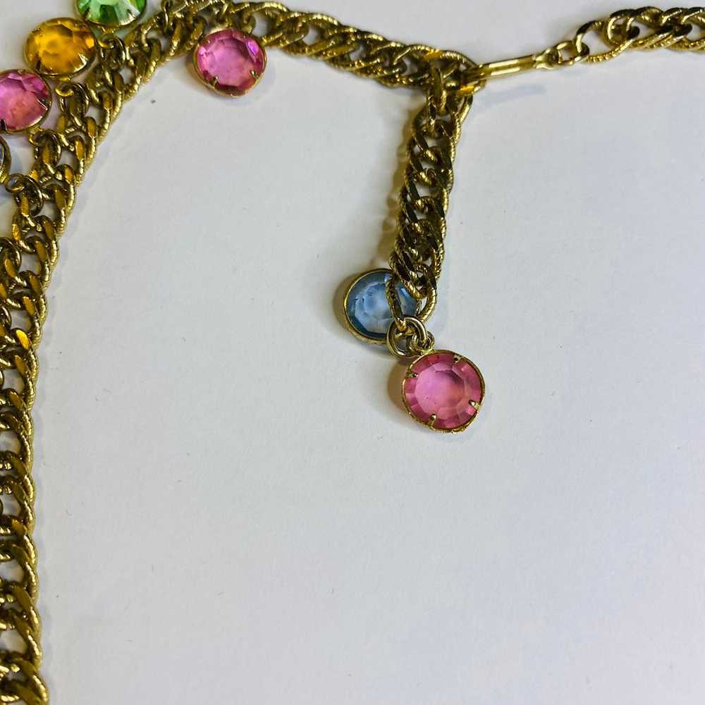 Vintage bezel set Austrian necklace - image 3