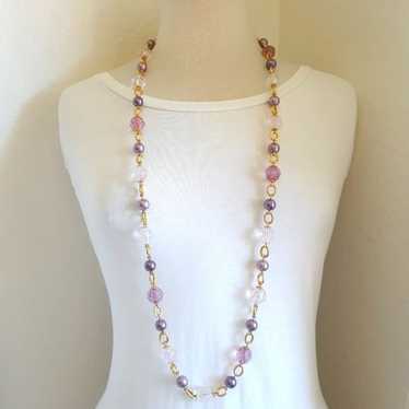 Kenneth Jay Lane Pearl & Bead 21" Necklace KJL Vi… - image 1