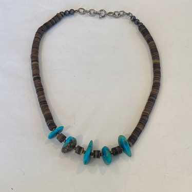 Vintage Native American Turquoise Heishi Shell St… - image 1