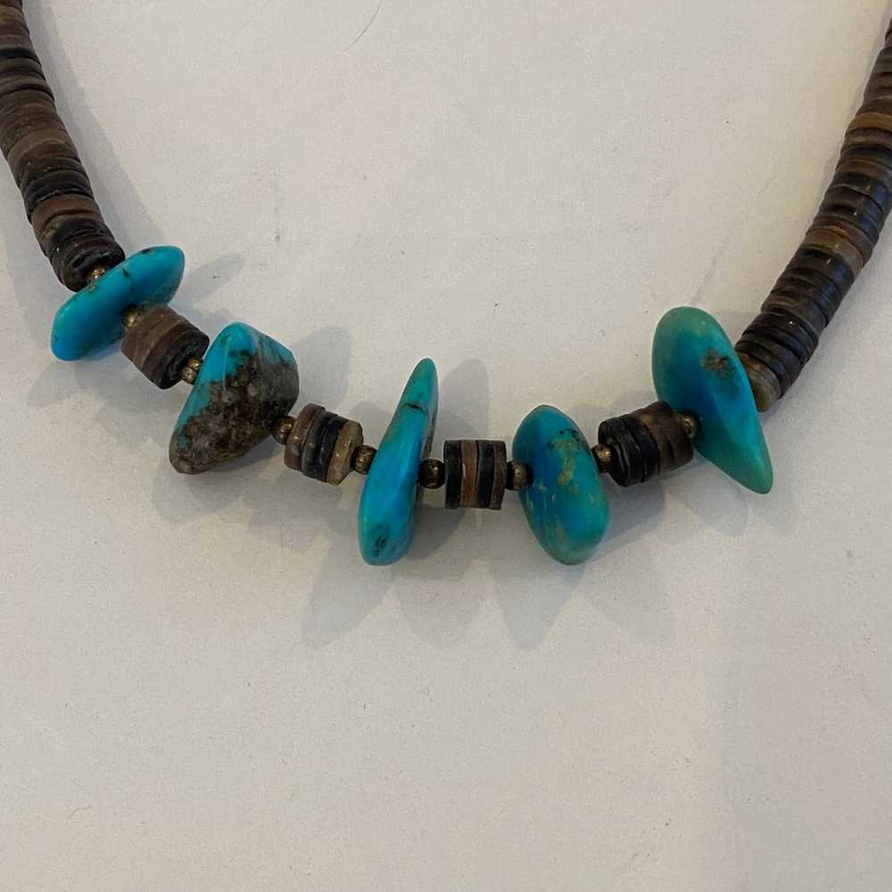 Vintage Native American Turquoise Heishi Shell St… - image 2