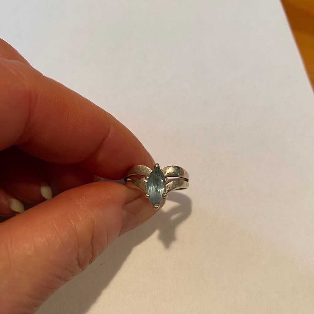 Vintage Sterling Silver Sky Blue Topaz Marquise C… - image 1