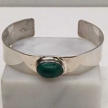 Vintage Sterling Silver Southwest Malachite Cuff B