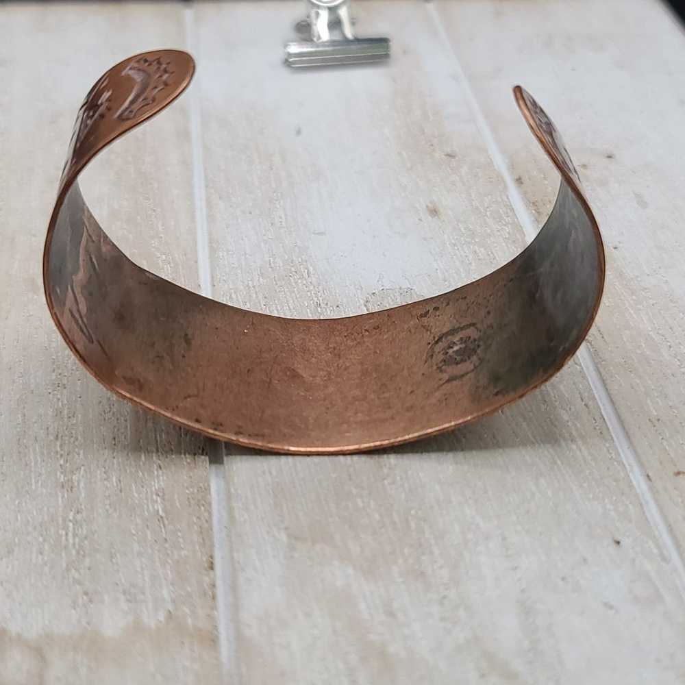 Signed Native American Navajo Jewelry Copper Cuff… - image 4