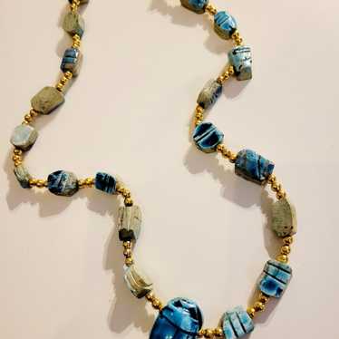 Vintage ancient Egyptian beetle necklace