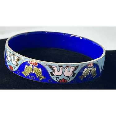 Beautiful Vintage Chinese Enamel Bangle Brass Hand