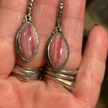 Sterling Silver Rhodochrosite gemstone earrings - image 1