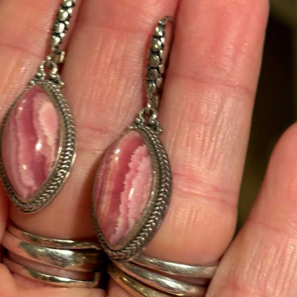 Sterling Silver Rhodochrosite gemstone earrings - image 2