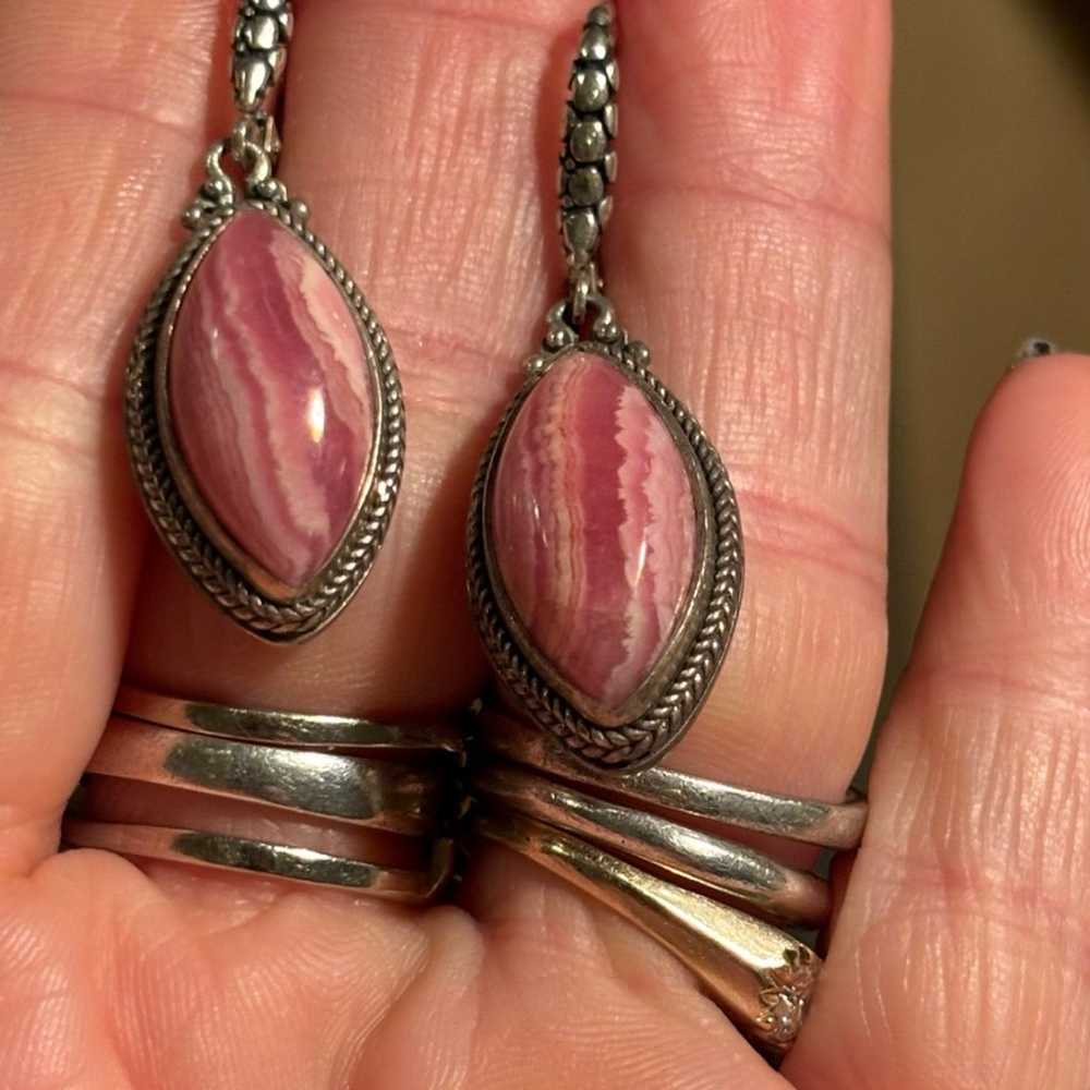 Sterling Silver Rhodochrosite gemstone earrings - image 3