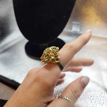 Collectible FLORENZA Antique Gold Filigree Ring Si