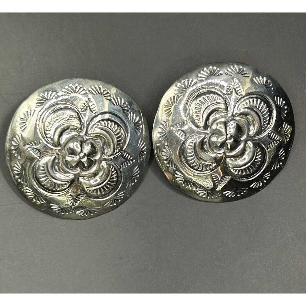 NAVAJO Sterling Silver Vintage Floral Design Pier… - image 1