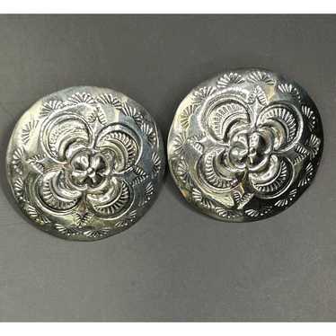 NAVAJO Sterling Silver Vintage Floral Design Pier… - image 1