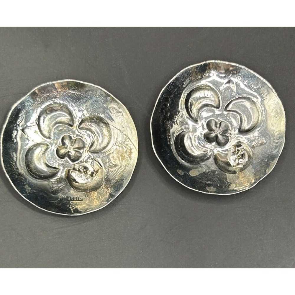 NAVAJO Sterling Silver Vintage Floral Design Pier… - image 2