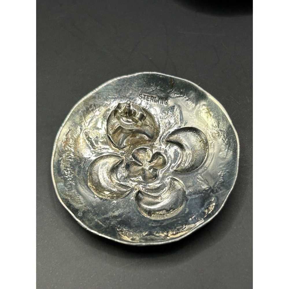 NAVAJO Sterling Silver Vintage Floral Design Pier… - image 3