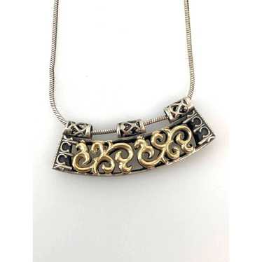 Gorgeous Two Tone Sterling Silver Open Filigree N… - image 1