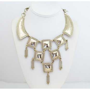 Vintage Geometric Statement Bib Necklace 18 Inch -