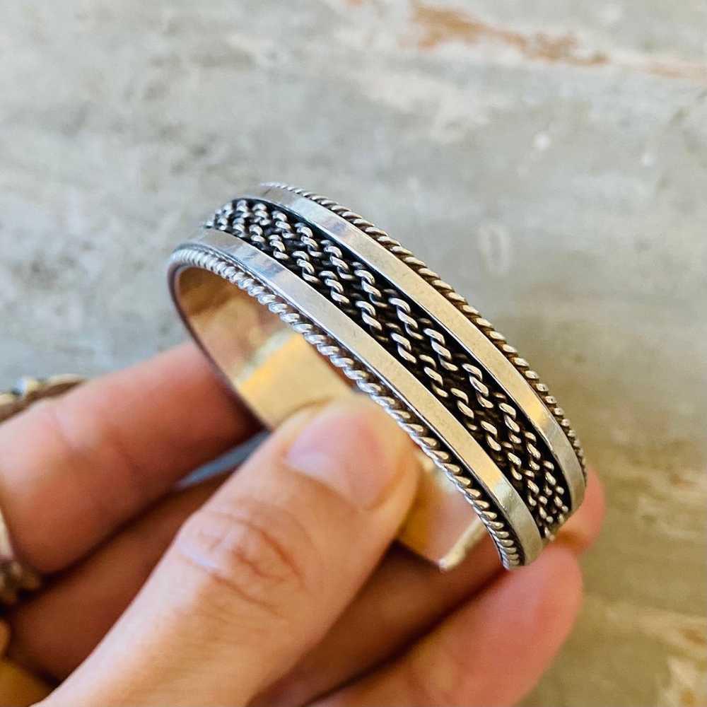 Navajo Tahe Sterling Silver Stacker Cuff - image 5