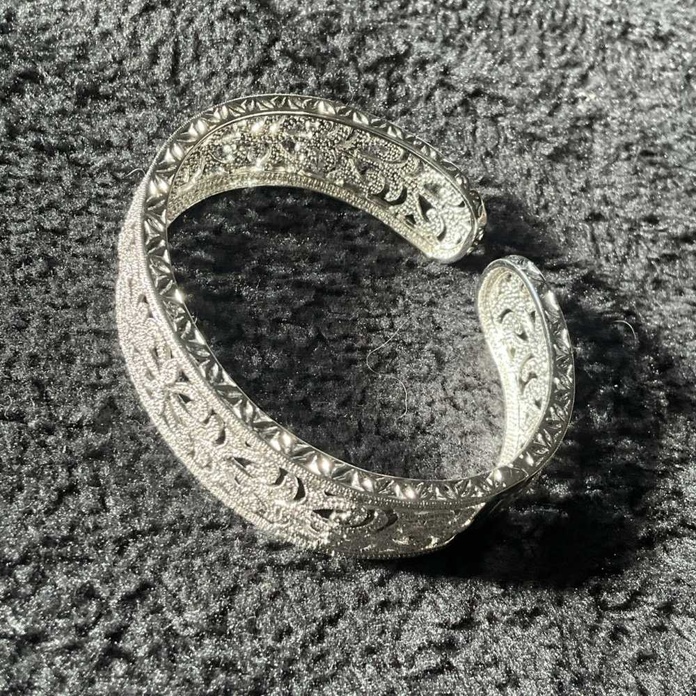 Sterling silver and Pave diamond hinged cufff bra… - image 1