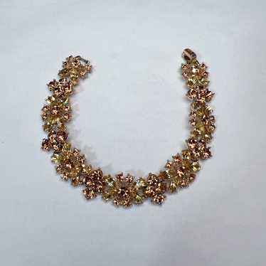 Vintage Trifari Topaz and Citrine Rhinestone Brac… - image 1