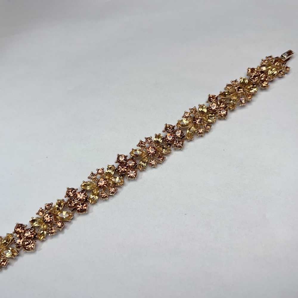 Vintage Trifari Topaz and Citrine Rhinestone Brac… - image 2