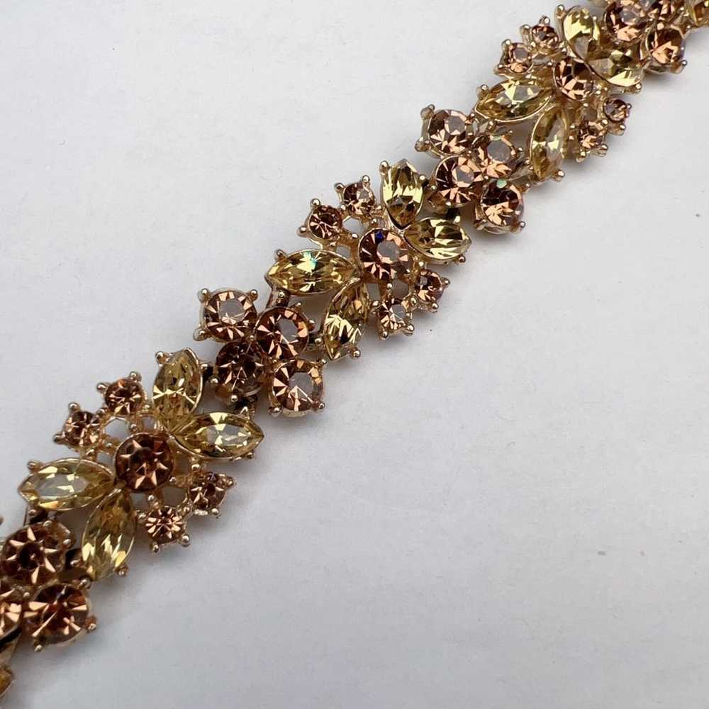 Vintage Trifari Topaz and Citrine Rhinestone Brac… - image 4