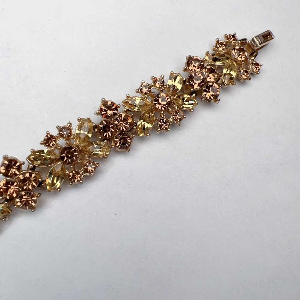 Vintage Trifari Topaz and Citrine Rhinestone Brac… - image 5