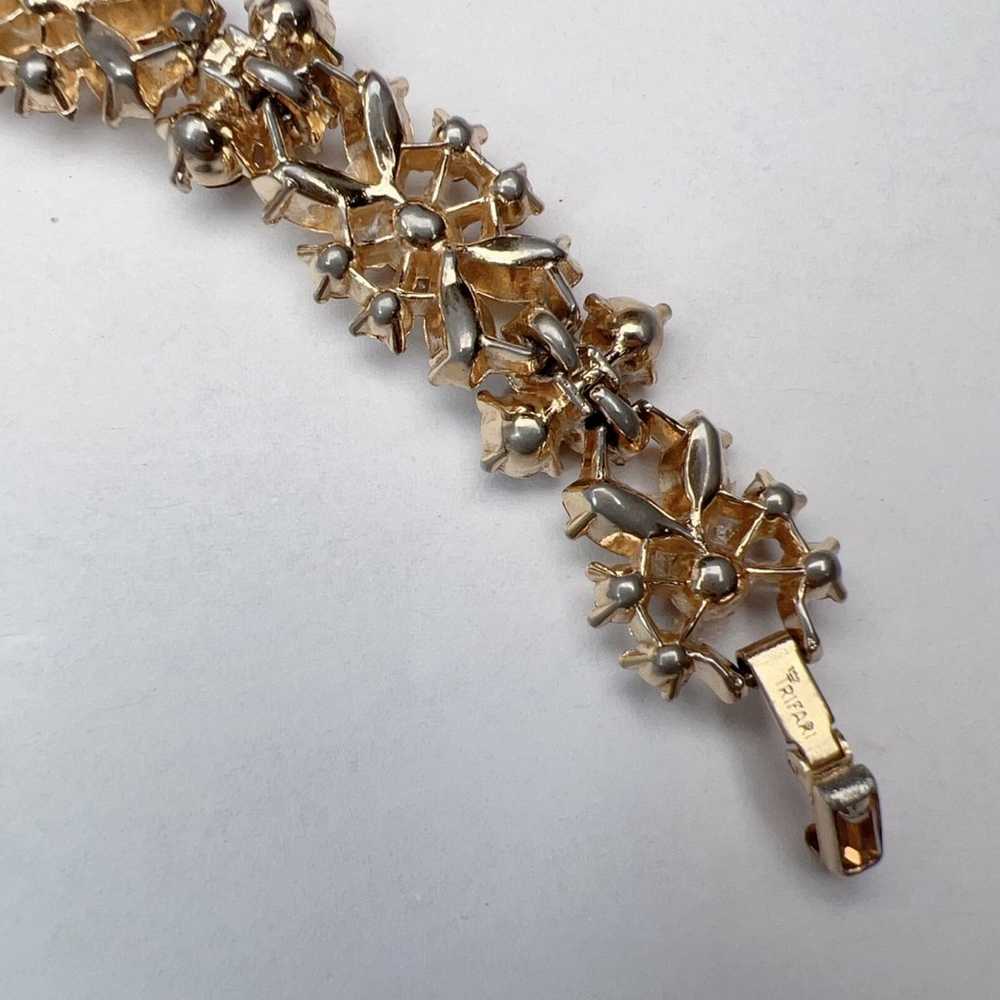 Vintage Trifari Topaz and Citrine Rhinestone Brac… - image 9