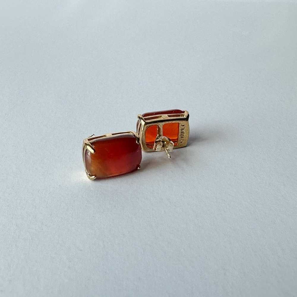 Vintage 14K posts Monet Amber Stones Earrings - image 3