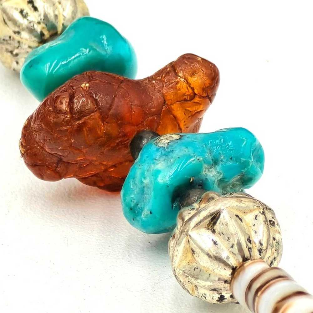 Vtg Native American Heishi Turquoise Amber Shell … - image 11