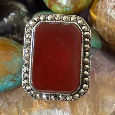 Vintage carnelian sterling silver statement ring