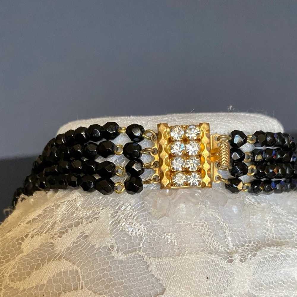 Vintage MultiLayer Black And White Beaded Stateme… - image 3