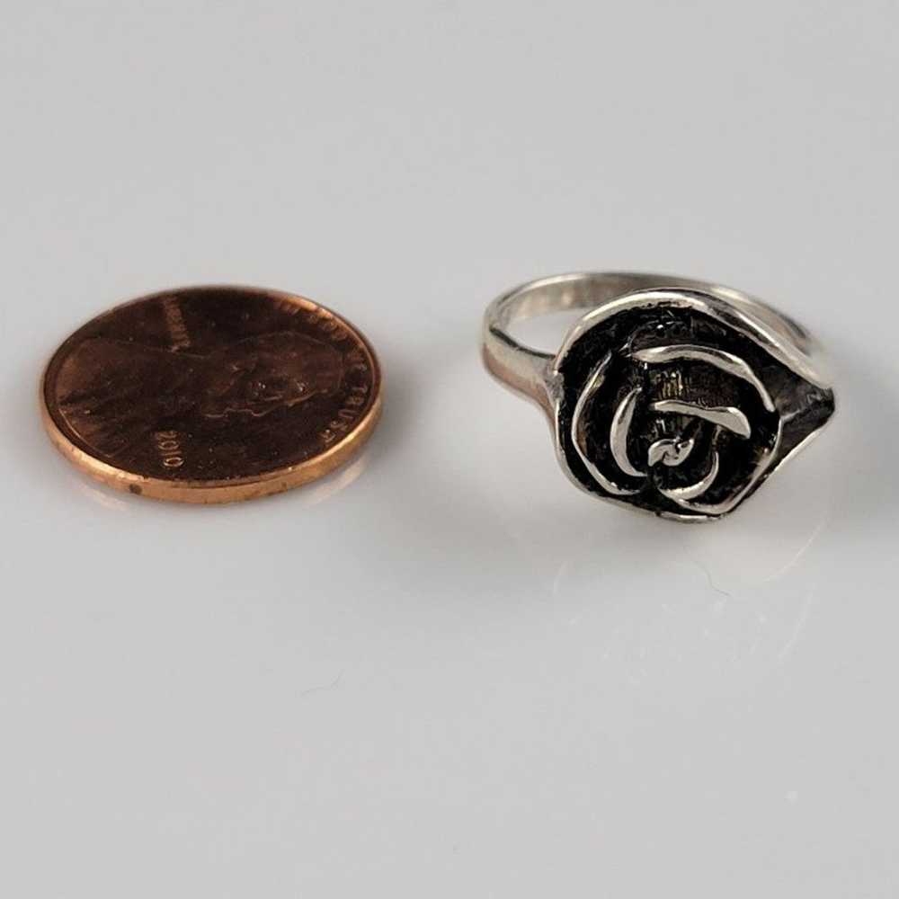 1960s Vintage Handmade Sterling Silver Rose Ring - image 8