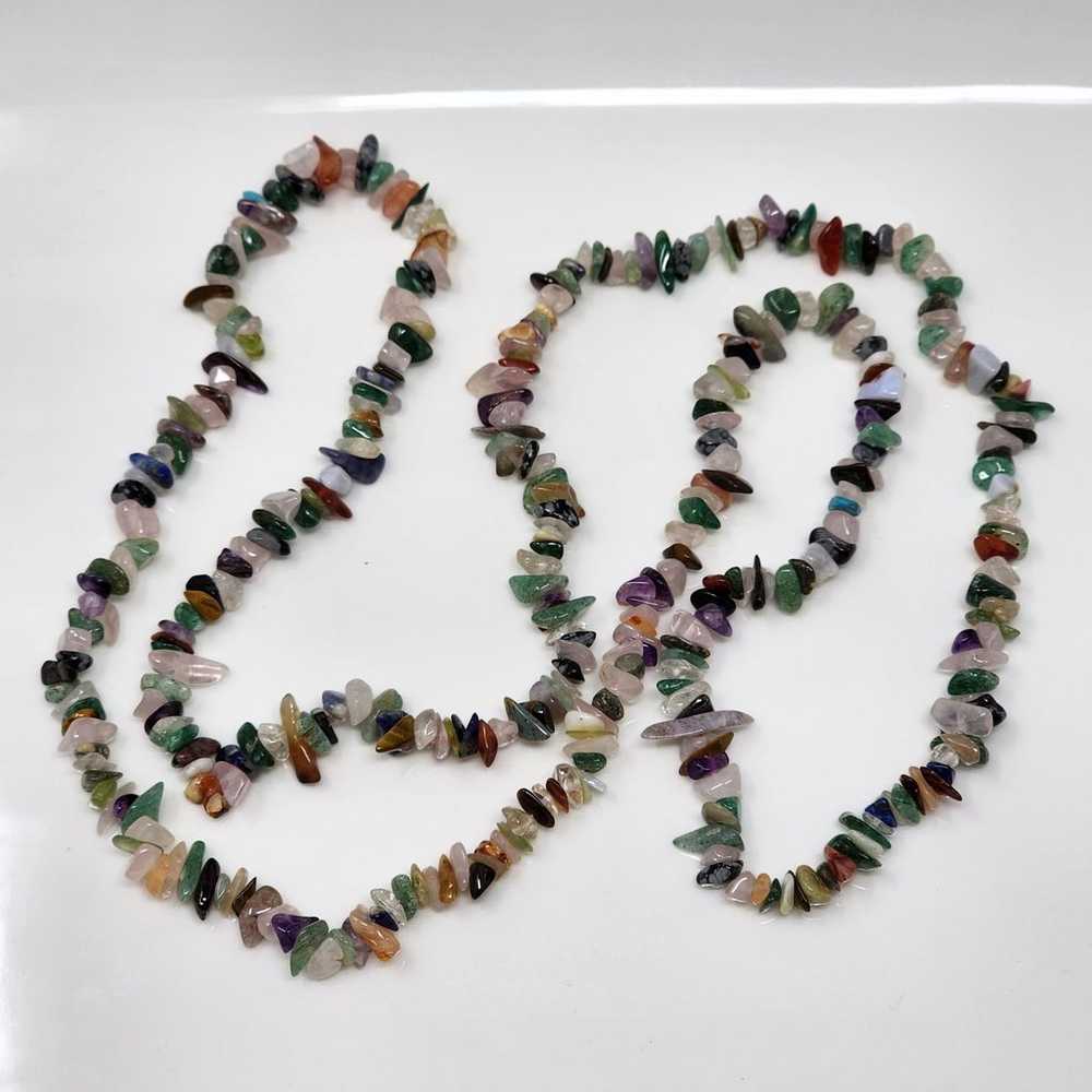 34" Multicolor Polished Stone Necklace - image 4