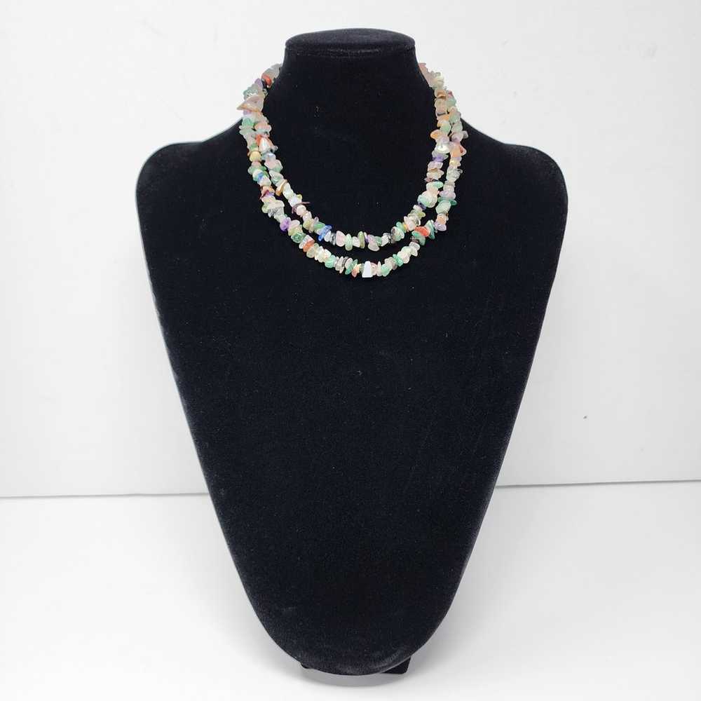 34" Multicolor Polished Stone Necklace - image 5